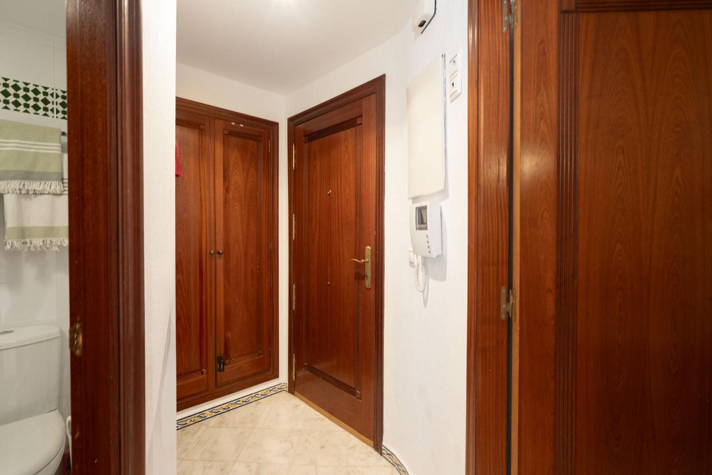 The front door of the apartment